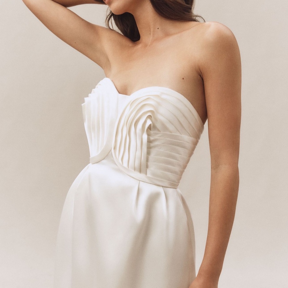 BHLDN Strapless Satin Midi Dress - Picture 3 of 13